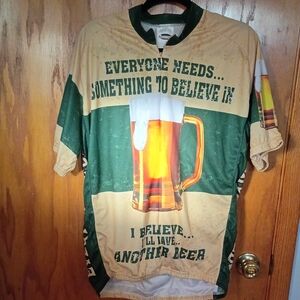 Men's Beer Graphic Jersey - Green and Tan